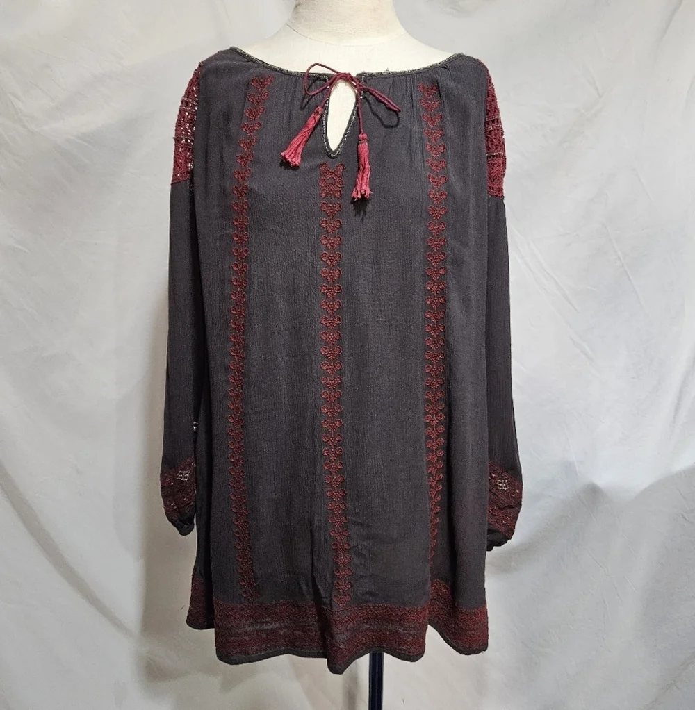 Free People Oversized Boho Crochet Lace Tunic Dress Medium GB975119105